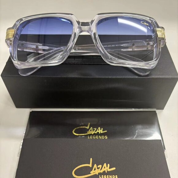 NEW Cazal Square 607- COL.002 Clear Frame Lenses blue Gradient Unisex Sunglasses - Picture 1 of 4
